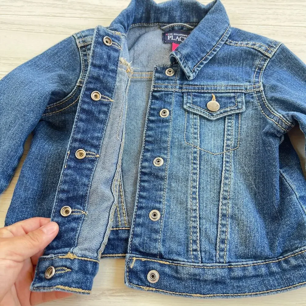 Children’s Place Toddler Girls Denim Jacket Size 3T Navy Blue